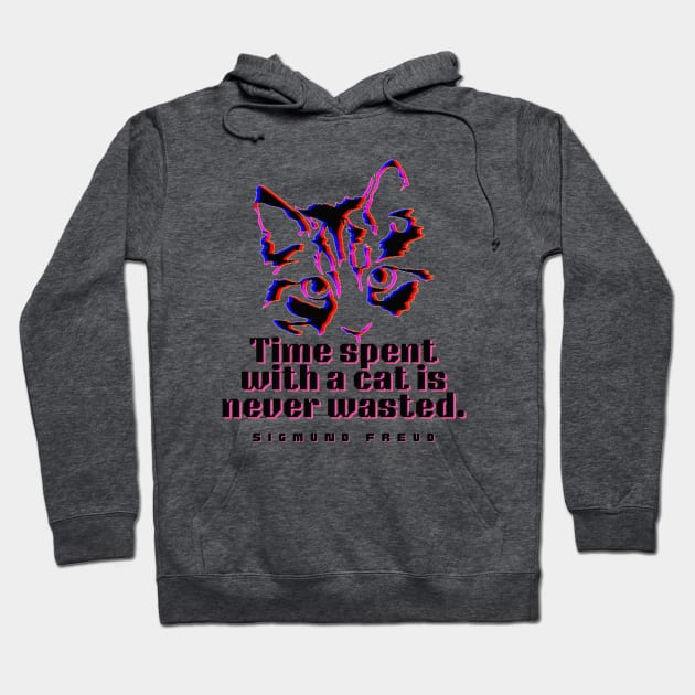 Cat art and Sigmund Freud: time spent with a cat is never wasted. Hoodie by artbleed